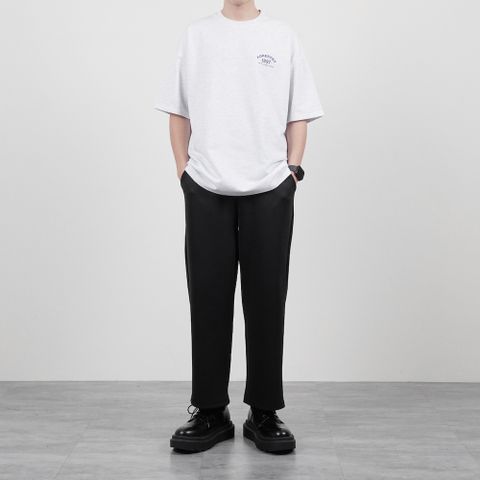 【AMERO】男女款 彈力休閒褲 鬆緊褲頭 直筒褲 情侶裝