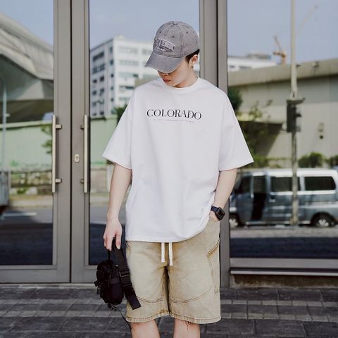 【AMERO】男女款 水洗 大斜口袋 牛仔短褲 情侶裝