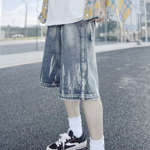 【AMERO】男裝 女裝 刷色 牛仔褲 七分褲