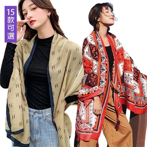 【韓國K.W.】限時瘋搶↘韓國專櫃棉麻圍巾披肩多款任選(保暖/圍巾/小香風)