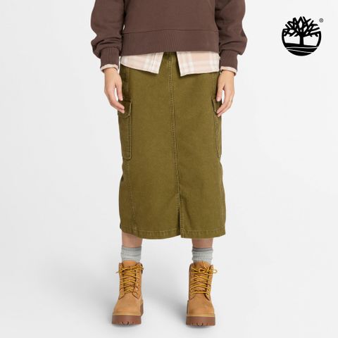 Timberland 女款橄欖綠色工裝長裙|A41HB302