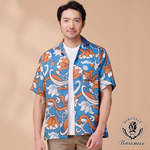 【BARONECE】夏季度假風格印花休閒襯衫(331602-09)