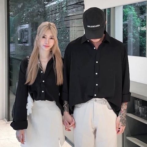 【AMERO】男裝 女裝 質感滑面襯衫 素面 寬鬆 情侶裝