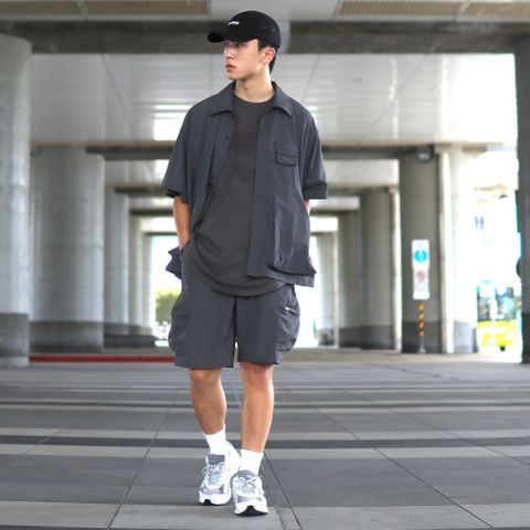 【AMERO】男裝 女裝 日系工裝套裝 襯衫+短褲 多口袋 涼感機能面料 情侶裝