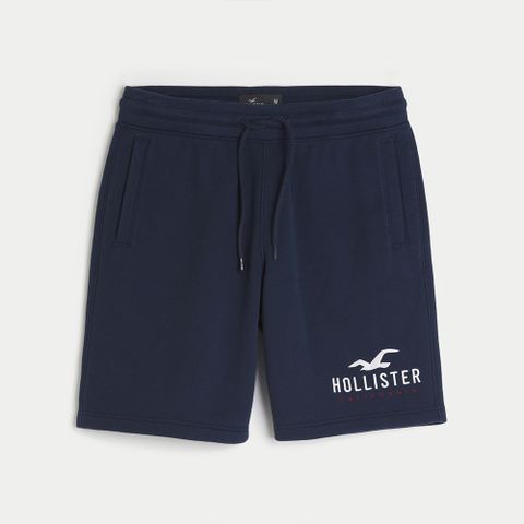 Hollister 海鷗 HCO 熱銷刺繡大海鷗棉短褲-深藍色