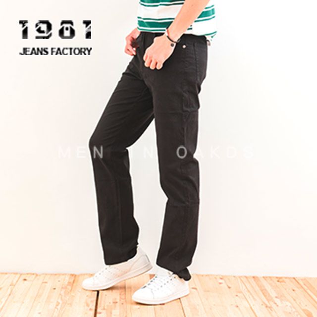 1981牛仔褲 /基本修身黑色97%棉彈力直筒/直筒休閒褲#32509