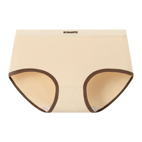 【Maggie+】簡約撞色純棉中腰印花女用內褲-膚色