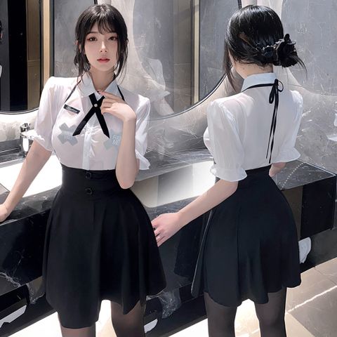 流行E線 性感秘書服 半透情趣秘書制服 氣質辦公室角色扮演服 學院風黑色性感短裙 透膚性感情趣內衣~A7642