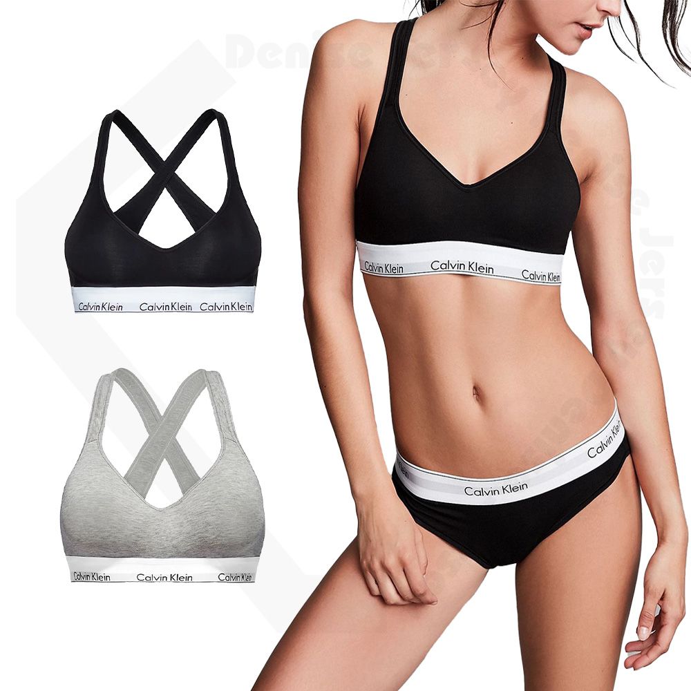 Calvin Klein  凱文克萊 Padded Bralette 棉質寬鬆緊帶零感薄襯小V運動內衣/CK內衣(黑色)