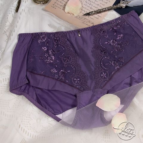 LADY 情戀花園系列 刺繡中腰平口褲(浪漫紫)