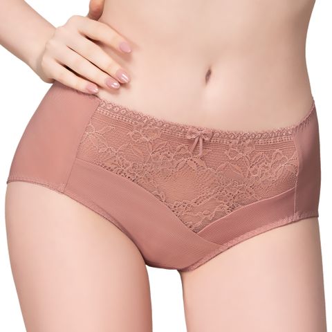【思薇爾】輕醇BRA系列M-XXL蕾絲中高腰三角內褲(灰粉褐)