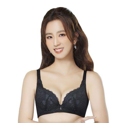 SWEAR 思薇爾 撩波新花漾系列A-C罩蕾絲包覆女內衣(黑色)