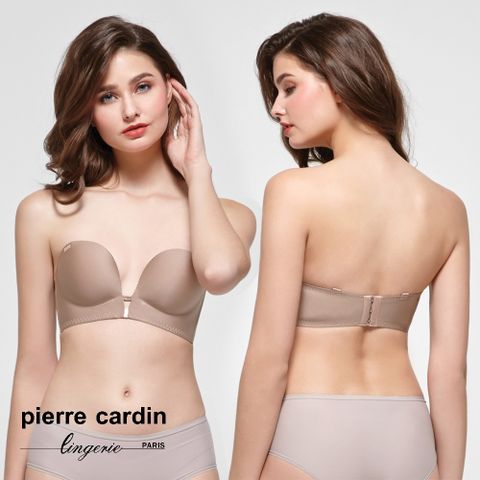 Pierre Cardin 皮爾卡登 【 女性內衣】隱形鋼圈爆乳集中半罩內衣-咖啡