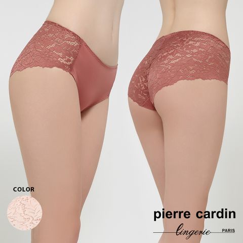 Pierre Cardin 皮爾卡登 【 女性內衣】花影蕾絲美臀平口褲-米黃