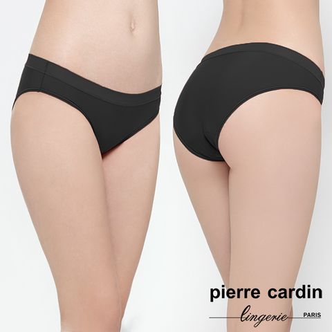 【pierre cardin 皮爾卡登女性內衣】素色低腰平口內褲-黑