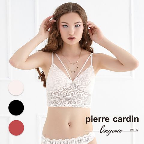 Pierre Cardin 皮爾卡登 【 女性內衣】無鋼圈深V細肩帶內衣-米黃-B罩