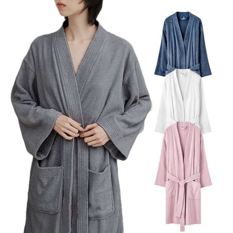 【Camille】 頂級簡約純棉 睡袍 精選32股精梳長絨棉 五星飯店指定款