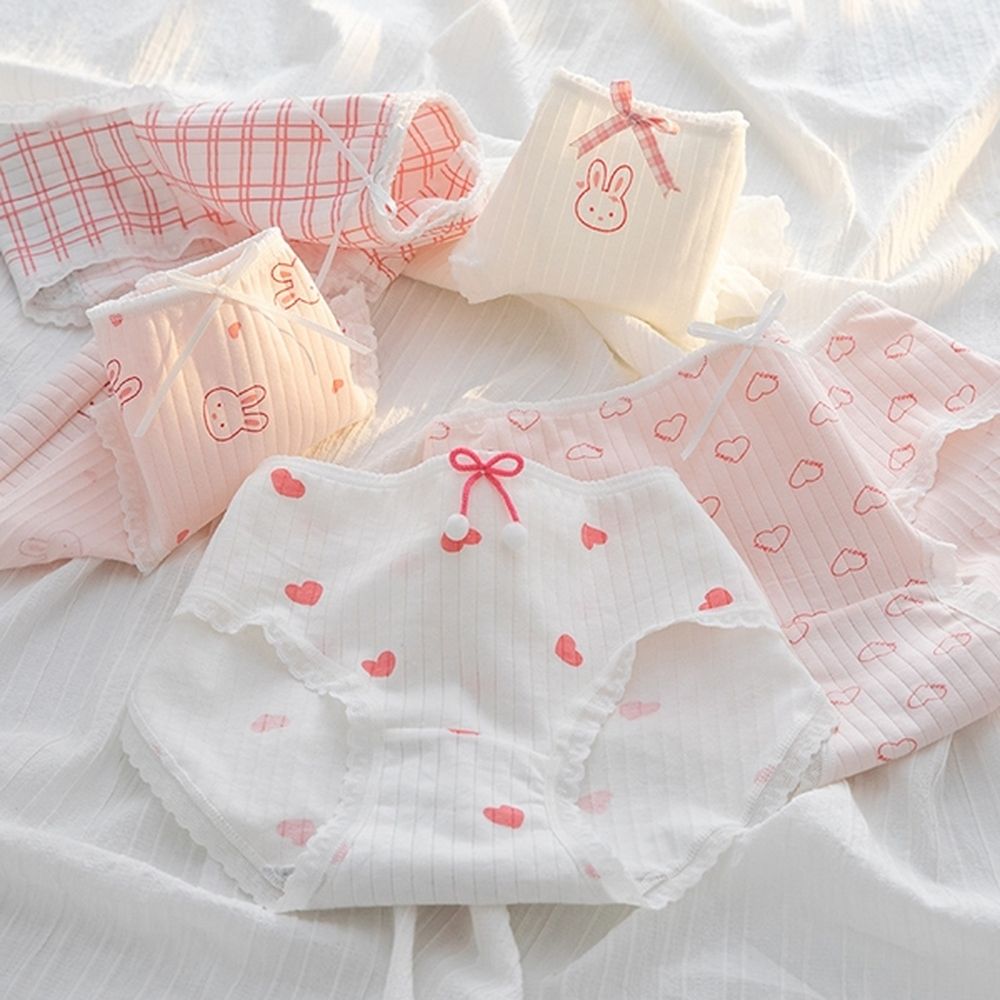 BoBo 少女系 軟妹小萌兔 學生少女低腰棉質三角內褲 5件入