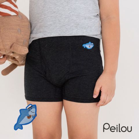 PEILOU 貝柔天絲棉舒膚平衡男童四角褲_貼布繡(鯊魚2件組)
