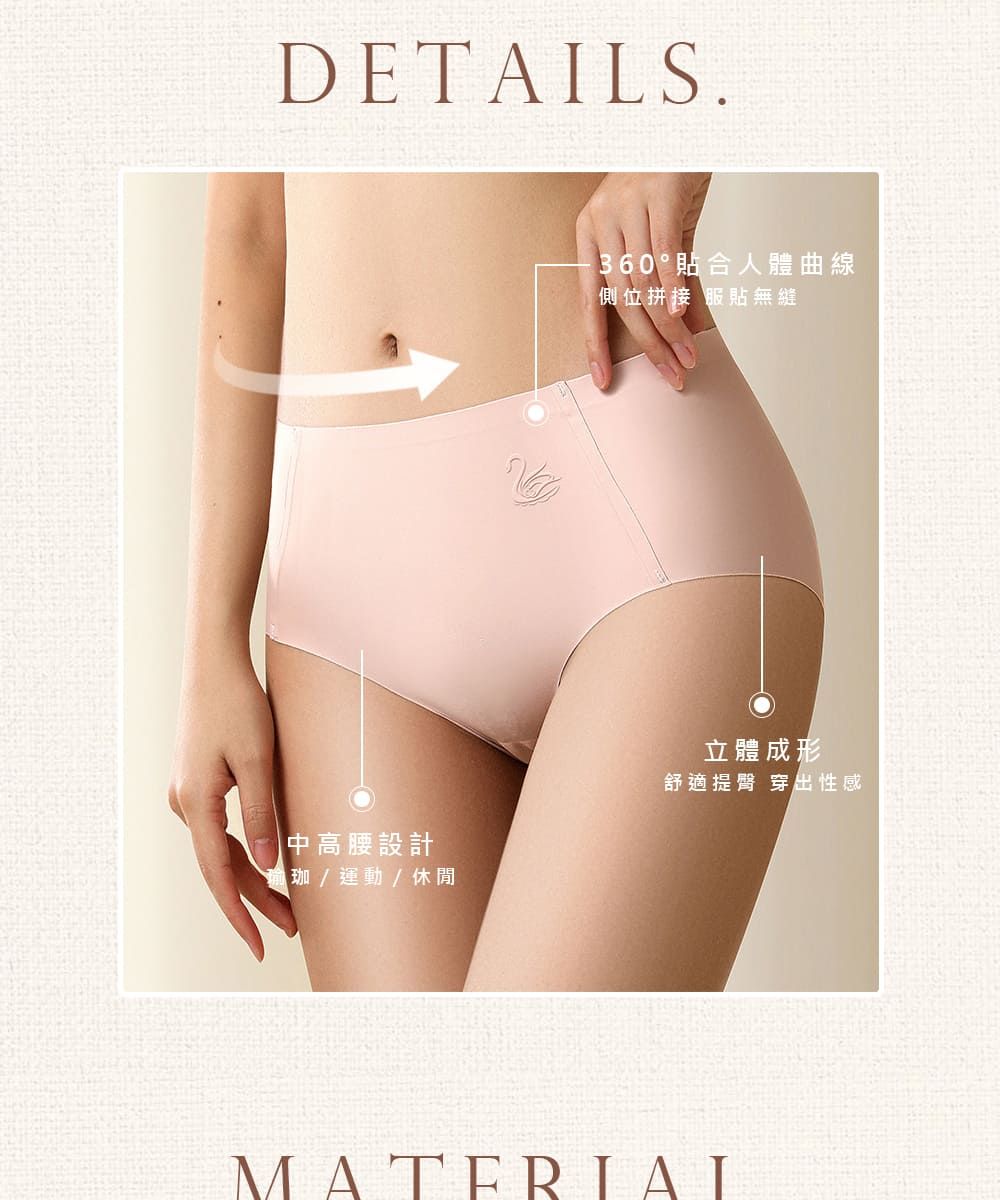 DETAILS.高腰設計珈/運動/休閒360°貼合人體曲線側位拼接 服貼無縫立體成形舒適提臀 穿出性感MATERIAL