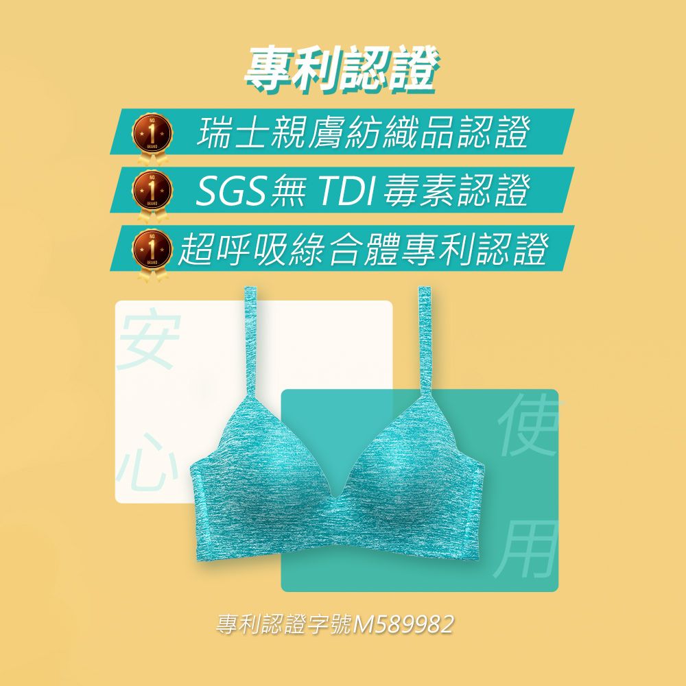專利認證瑞士親膚紡織品認證SGS無 TDI毒素認證呼吸綠合體專利認證安專利認證字號M589982使