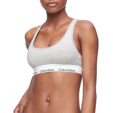 Calvin Klein 凱文克萊 Modern Cotton Bralette 棉質寬鬆緊帶無襯運動內衣/CK內衣(灰)