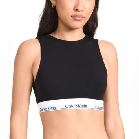 Calvin Klein High Neck Unlined Bralette 高領口棉質寬鬆緊帶無墊運動內衣/CK內衣-黑色