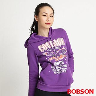 【BOBSON】女款內刷毛連帽長袖上衣(紫31132-62)