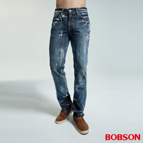 【BOBSON】男款雪花直筒牛仔褲(1759-53)