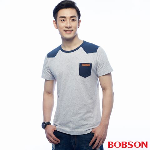 【BOBSON】男款短袖配色顆粒布上衣(25031-58)