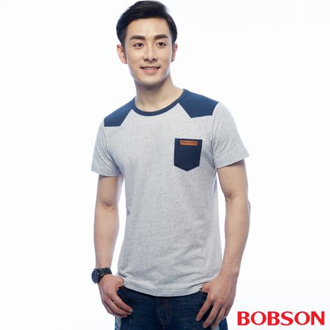 BOBSON 男款短袖配色顆粒布上衣(25031-58)