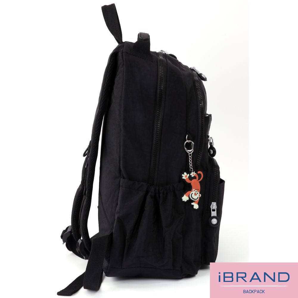 iBrand 後背包 經典百搭輕盈多口袋後背包-百搭黑