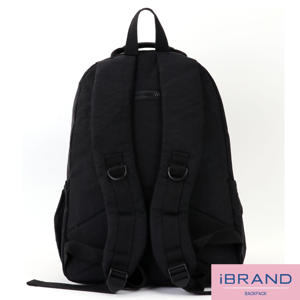 iBrand 後背包 經典百搭輕盈多口袋後背包-百搭黑