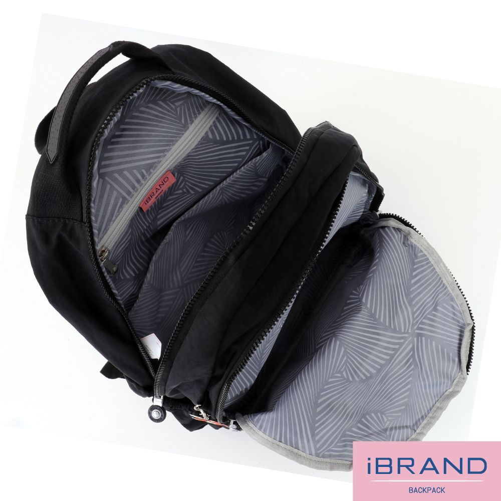 iBrand 後背包 經典百搭輕盈多口袋後背包-百搭黑
