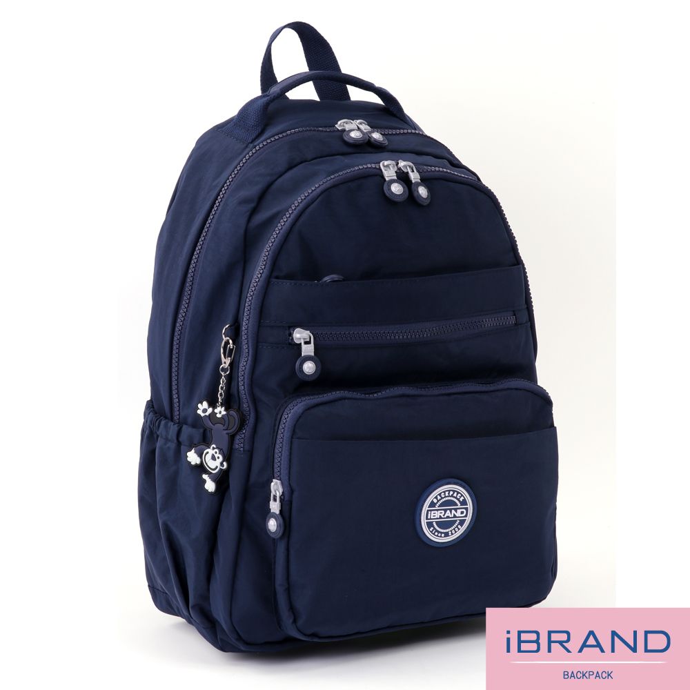 iBrand 後背包 經典百搭輕盈多口袋後背包-深海藍