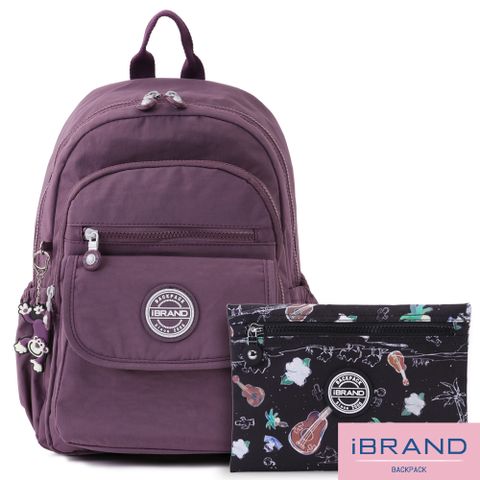 iBrand後背包 簡約輕盈尼龍多功能後背包-魅力紫