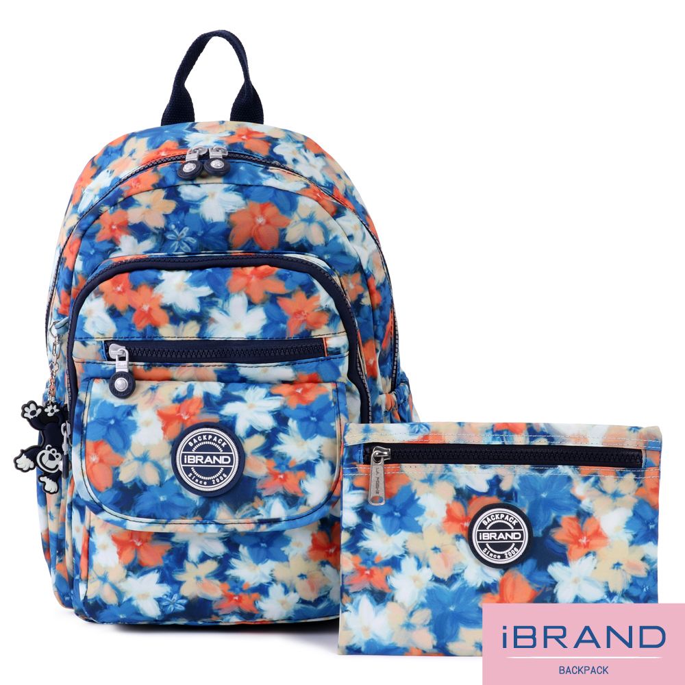 i Brand iBrand後背包 簡約輕盈尼龍多功能後背包-漫漫花朵