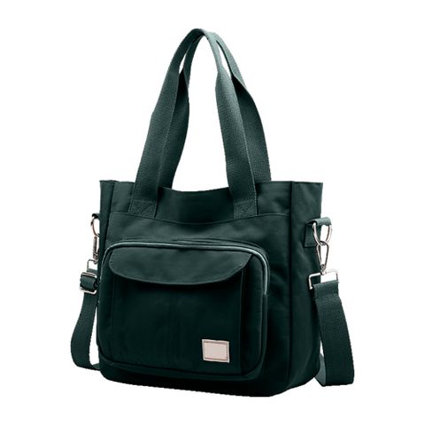 日系大容量休閒手提肩背兩用包-墨綠(贈便攜環保杯)