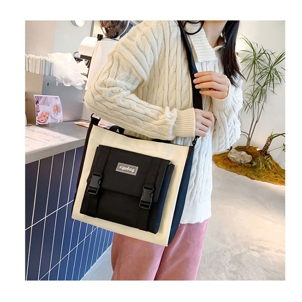 BIGBAG 5件套 韓版帆布學院風雙肩後背包 國小國中高中書包 大容量雙肩包 單肩包 手提包 筆袋