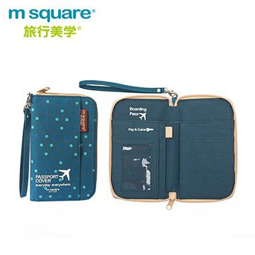 M Square 短版拉鍊護照夾 點點系列