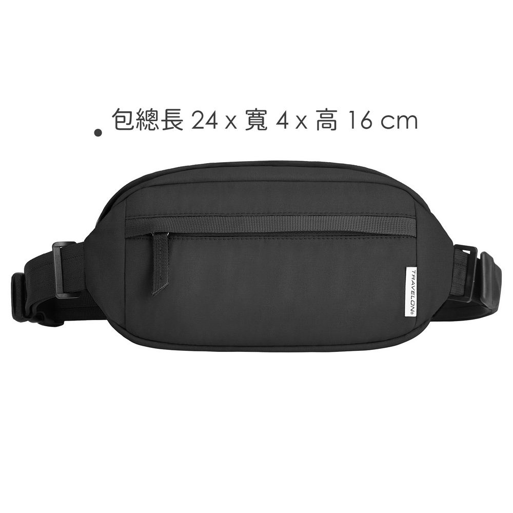 TRAVELON 美國 Origin雙層防盜斜背腰包(黑) / 側背包 背帶包 肩背包