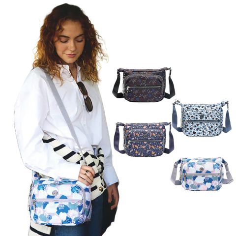 防盜斜背包 防水防割斜跨包 印花 黑 藍 紫