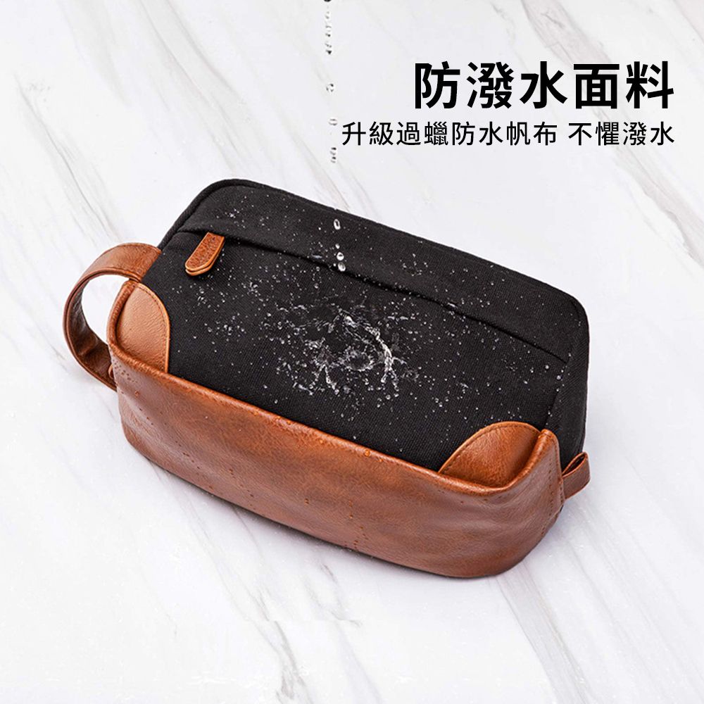 Starshop 帆布防潑水盥洗包 旅行收納洗漱包 手提化妝包 旅行/出差必備
