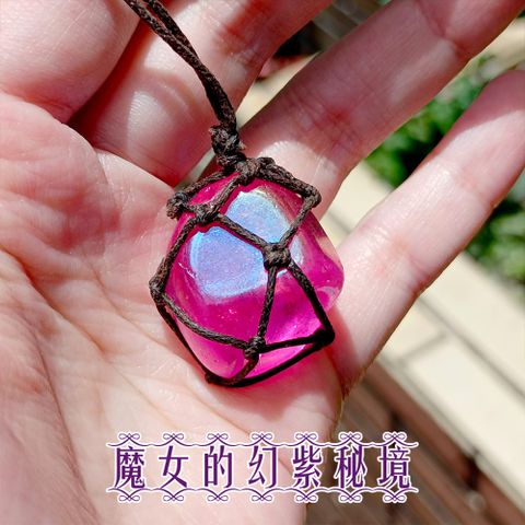 紫紅水光水晶護身符項鍊