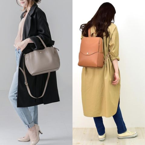 【WHOSE BAG】輕量皮革系列 後背包 側背包 斜背包 女包 筆電包 超值兩件組