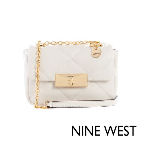 NINE WEST MARIAN 經典菱格金扣迷你斜背包-奶油白(126678)