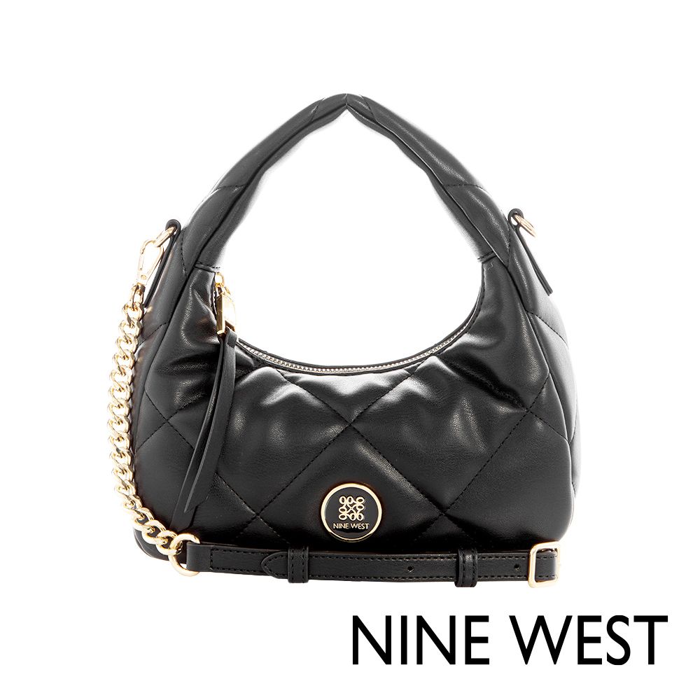 NINE WEST  ADALIA  琺瑯LOGO腋下包-黑色(133673)