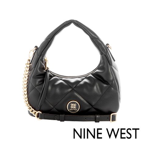 NINE WEST ADALIA  琺瑯LOGO腋下包-黑色(133673)