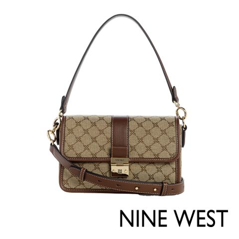 NINE WEST EMERLAD金釦手提斜背包-LOGO棕(140720)