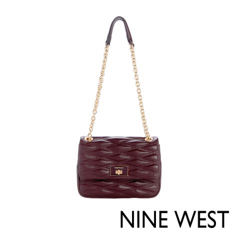 NINE WEST AVIVA絎縫掀蓋肩背包-深棕紅(140821)